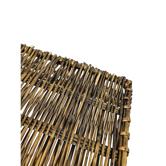 Vintage Rustic Wicker Basket Wooden Handles Rectangular Storage Organizer 14x10x - Picture 6 of 9